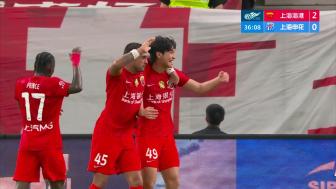 海港主场2-0力克申花 莱昂纳多突施冷箭+李新翔垫射 积分反超登顶